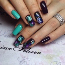 Black-turquoise nails photo