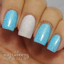 Silver-Blue nails photo
