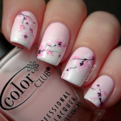 Nails with sakura pattern photo