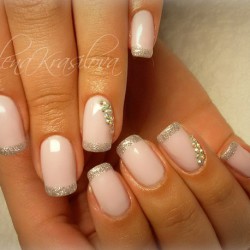 French nails with golden patterns photo
