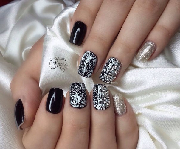 Black and white nails