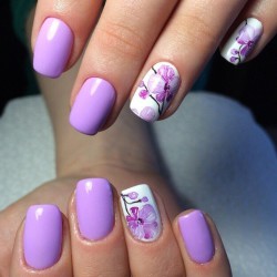 White and violet nails photo
