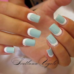 Blue and white french nails photo
