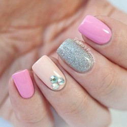 Pink beige nail polish photo