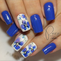 Blue flowers nail art photo
