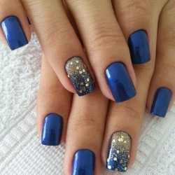Blue and gold nails photo