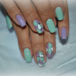 Turquoise and purple nails photo
