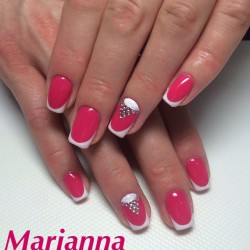 Raspberry white nails photo