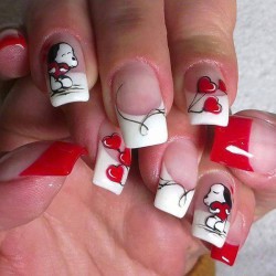 Red and white French manicure photo
