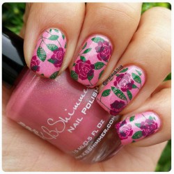 Manicure on a pink background photo