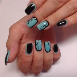 Black and turquoise nails photo