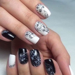 Beautiful black and white nails photo