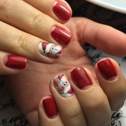 New Year’s nails by a red dress photo