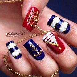 Red and blue nails photo