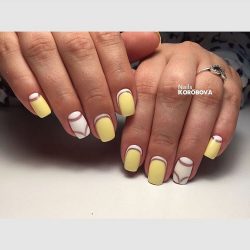 Yellow and white nails photo