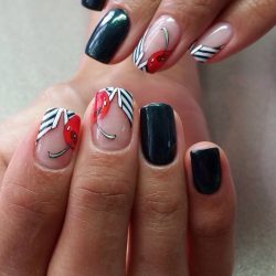Nails by striped dress photo