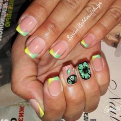 Colorful French gel polish nails photo