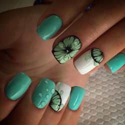 Summer turquoise nails photo
