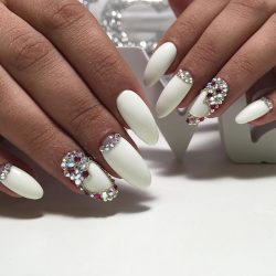 White rhinestone nail art photo