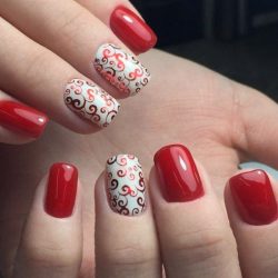 Nails with red polish photo
