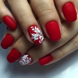 Red matte nails photo
