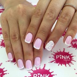 French manicure with roses photo