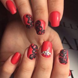 Nails with black pattern photo