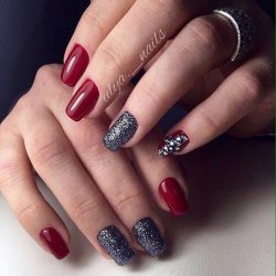 Red nail sequins photo