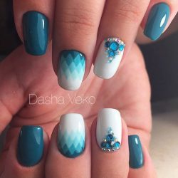 Blue and white nails photo