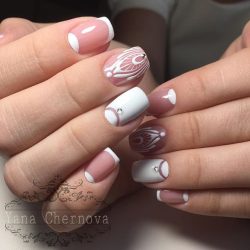 Beige and white nails photo