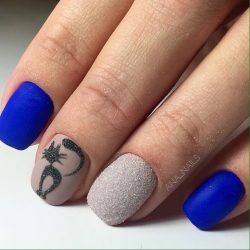 Blue matte nails photo
