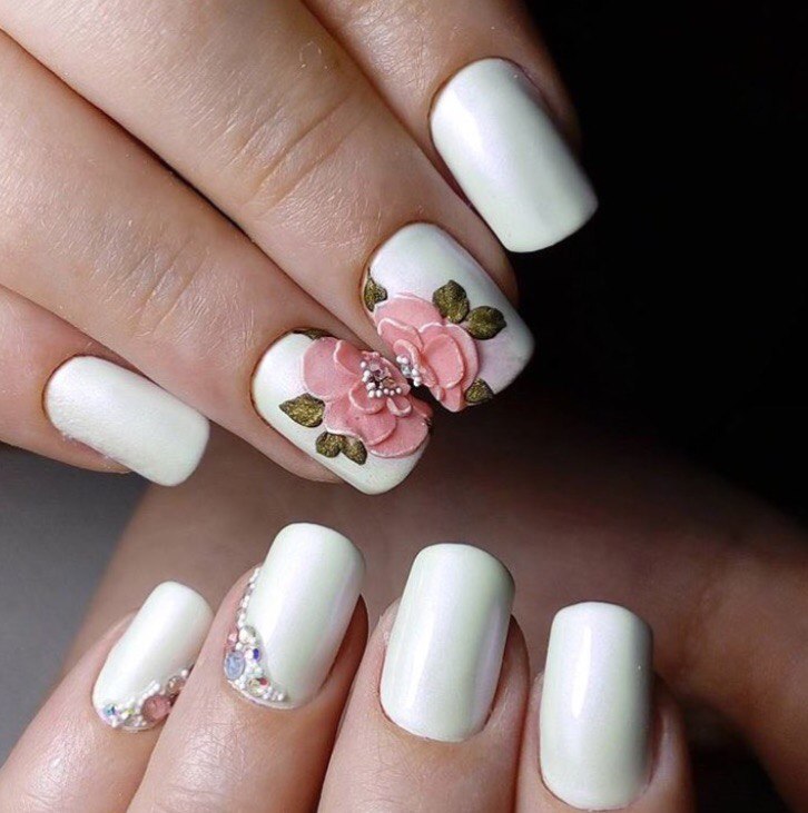 Beautiful white polish nails