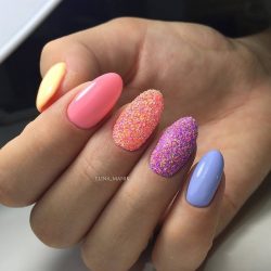 Manicure by summer dress photo