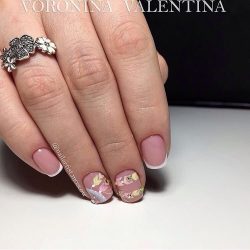 French nails with flowers photo