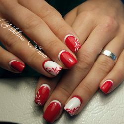 Red reverse french manicure photo