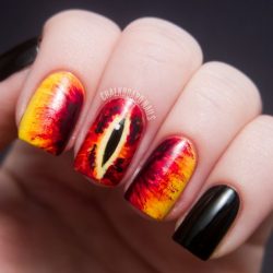 Red and yellow nails photo