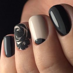 Beige and black nail designs photo