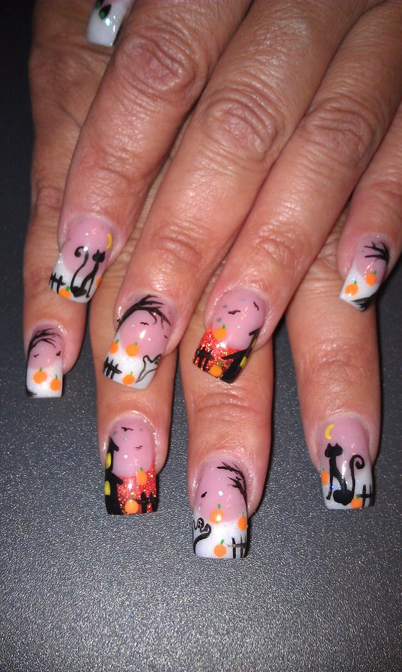Halloween french nails