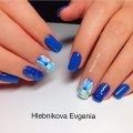 Blue nails with a picture