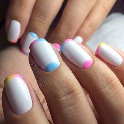 Multicolored french manicure photo