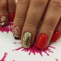 Nails with gold sequins photo