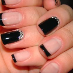 Black nails with rhinestones photo