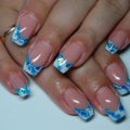 Blue and white french nails