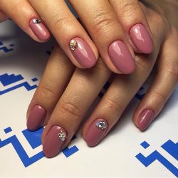 Fall nails with rhinestones photo