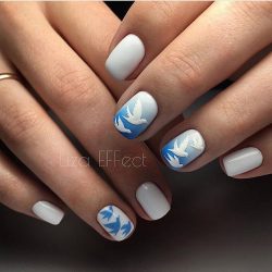 Ombre nails with a picture photo