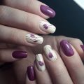 Plum nails with a picture