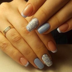 Blue French manicure photo