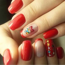 Manicure in red colors photo