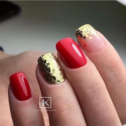 Red nail sequins photo