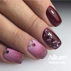 Maroon nails by gel polish photo